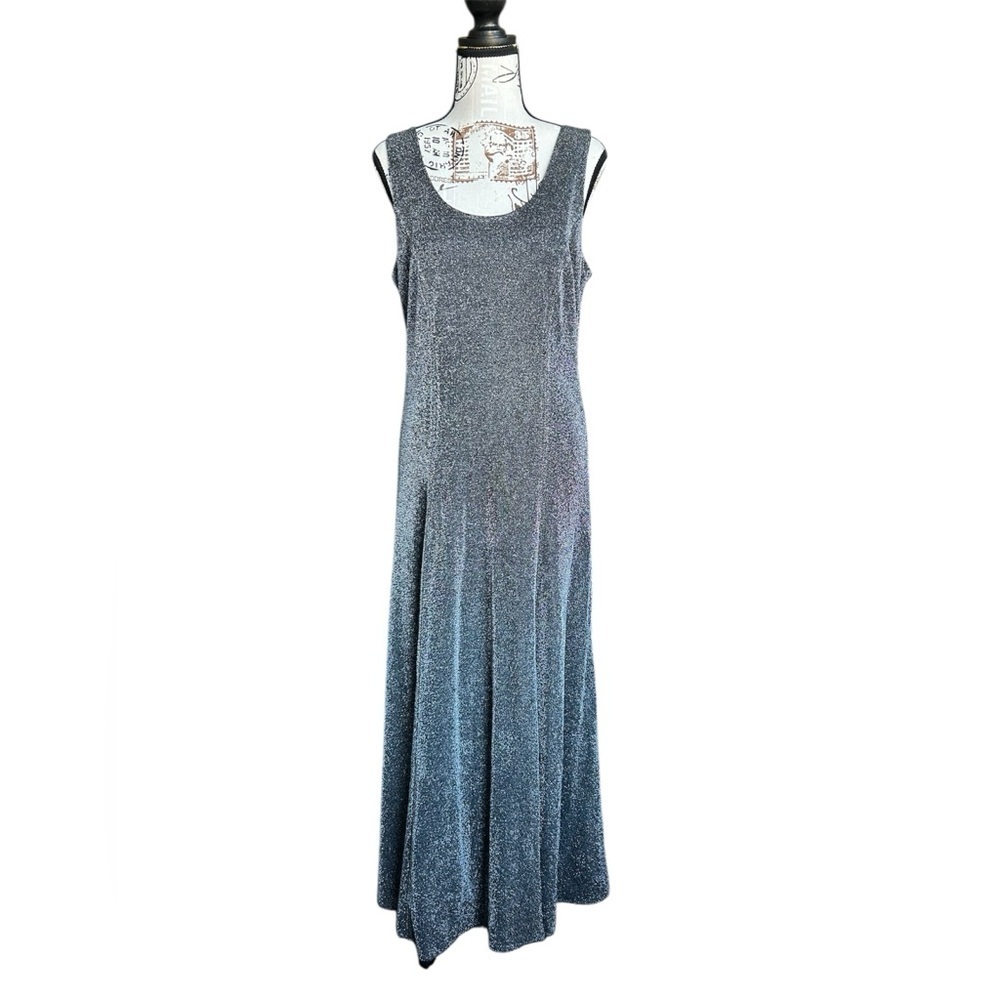 Vintage Molly Malloy Evening full length black and metallic silver dress size 12 - Picture 2 of 12